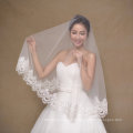 One Layer Short Ivory Wedding Veil with Wide Edge